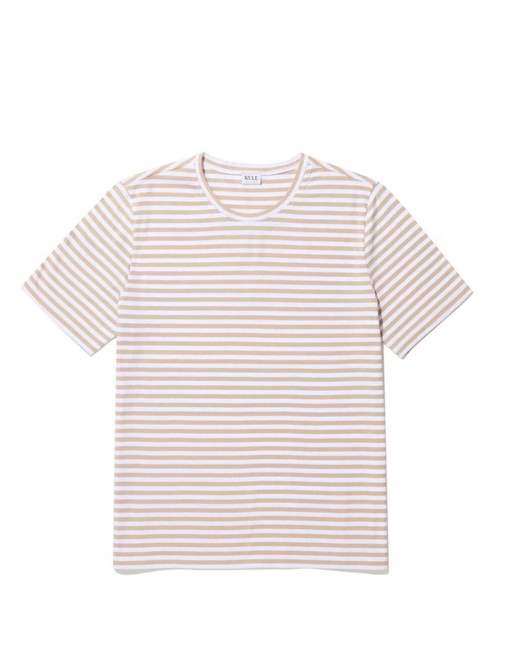 Kule The Striped Modern Tee in khaki beige size XL t shirt casual basic